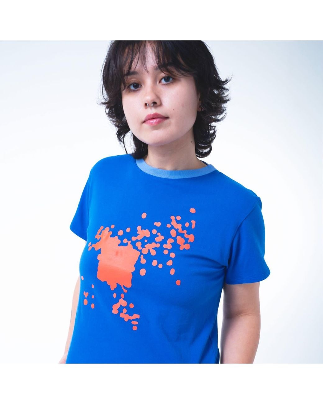 Lilia Munn Blue Boxy Organic Cotton Graphic Tee – for men