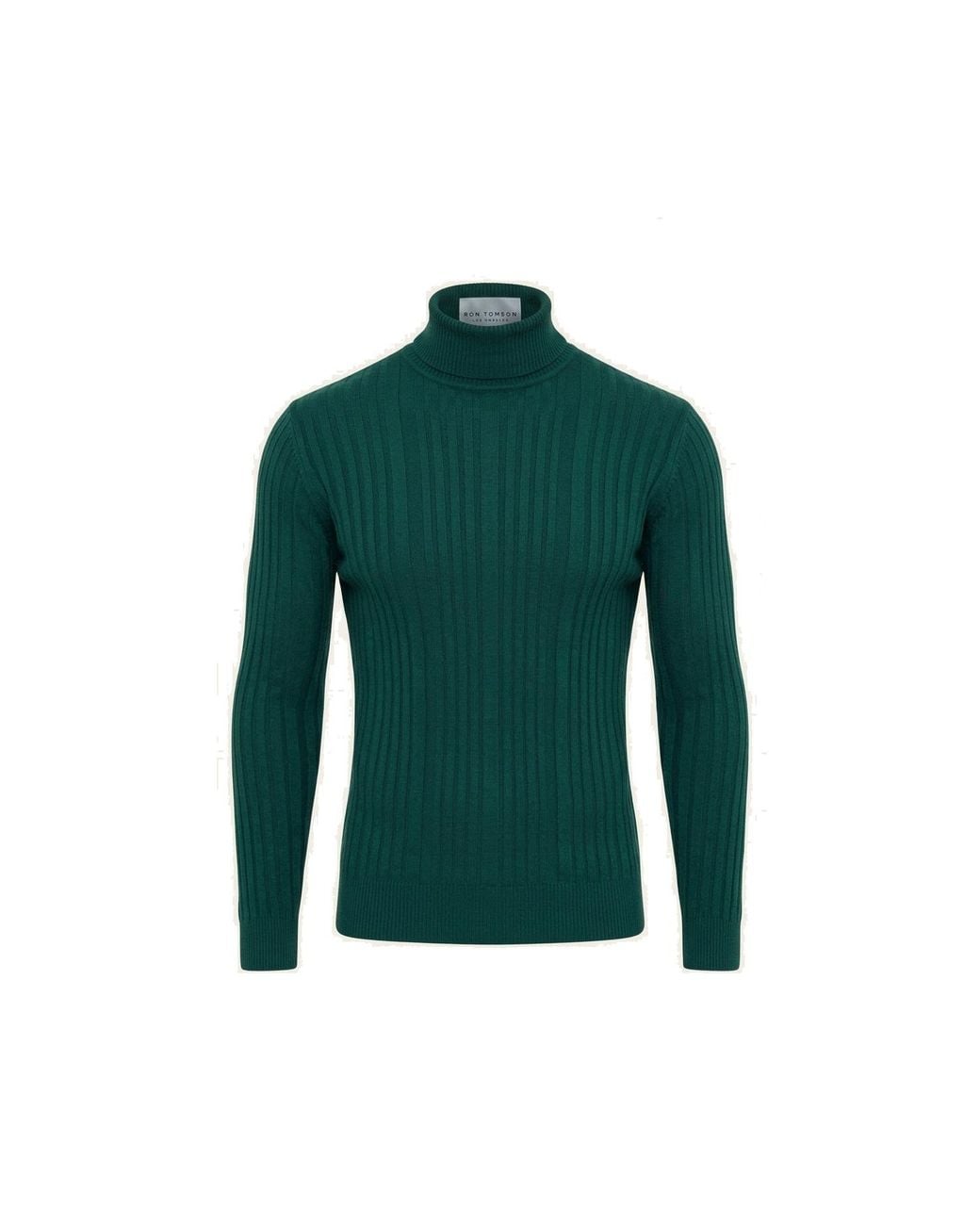 Ron Tomson Green Roll Neck Ribbed Sweater for men