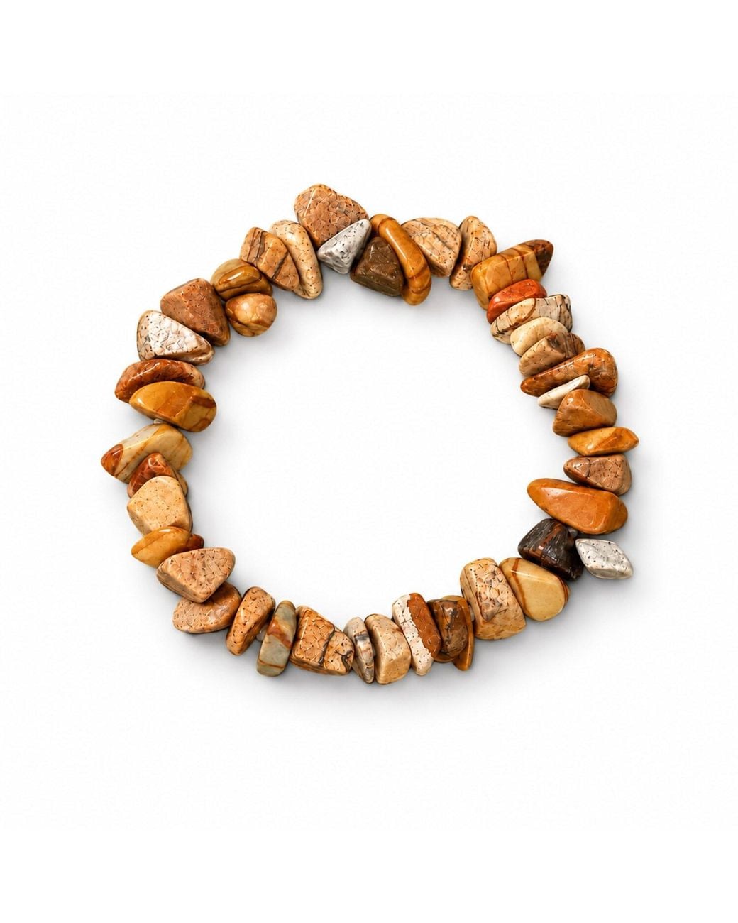 Saéa Metallic Picture Jasper Chunky Chip Stretch Bracelet