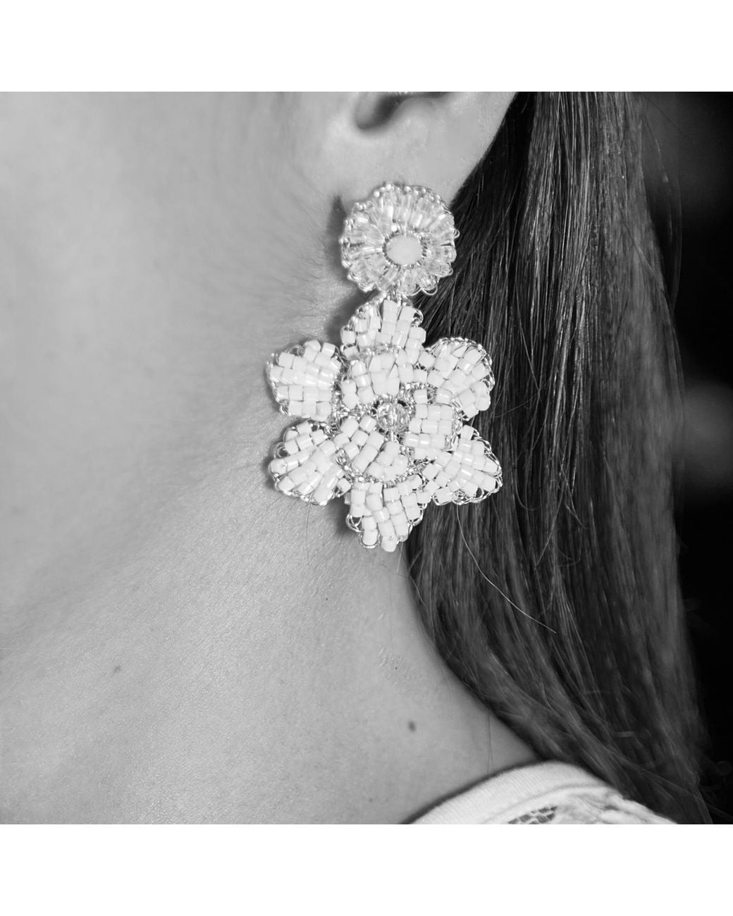 Lavish by Tricia Milaneze Black Mini Blossom Handmade Crochet Earrings