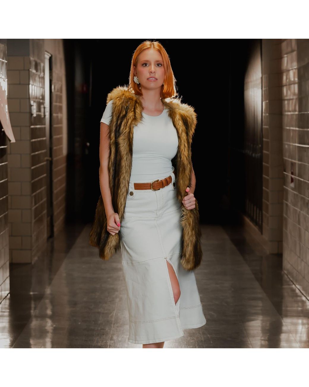 BeltBe Brown Arch Metal Buckle Leather Belt