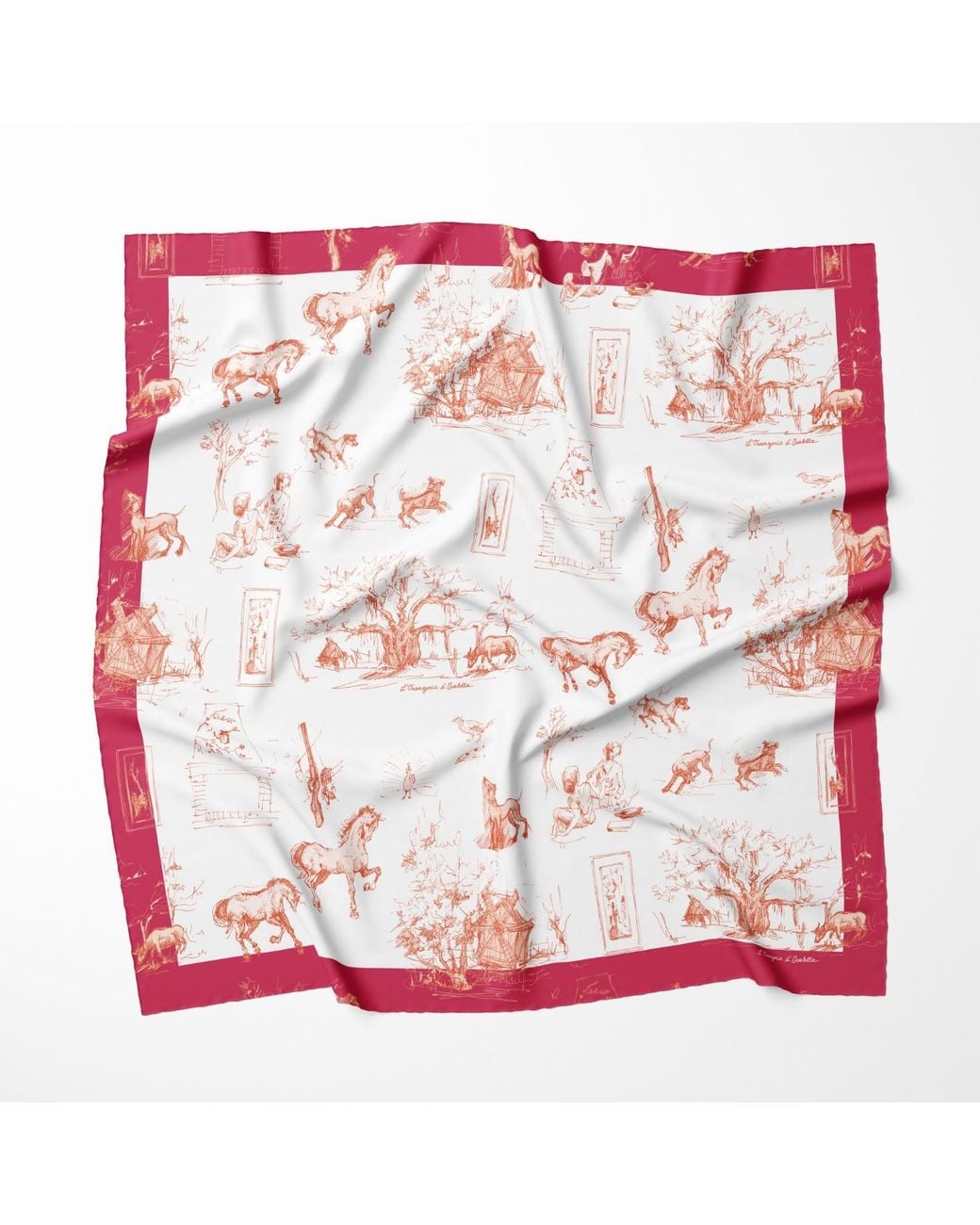 L’orangerie D’isabella Red Grace Carré Fuchsia Toile De Jouy