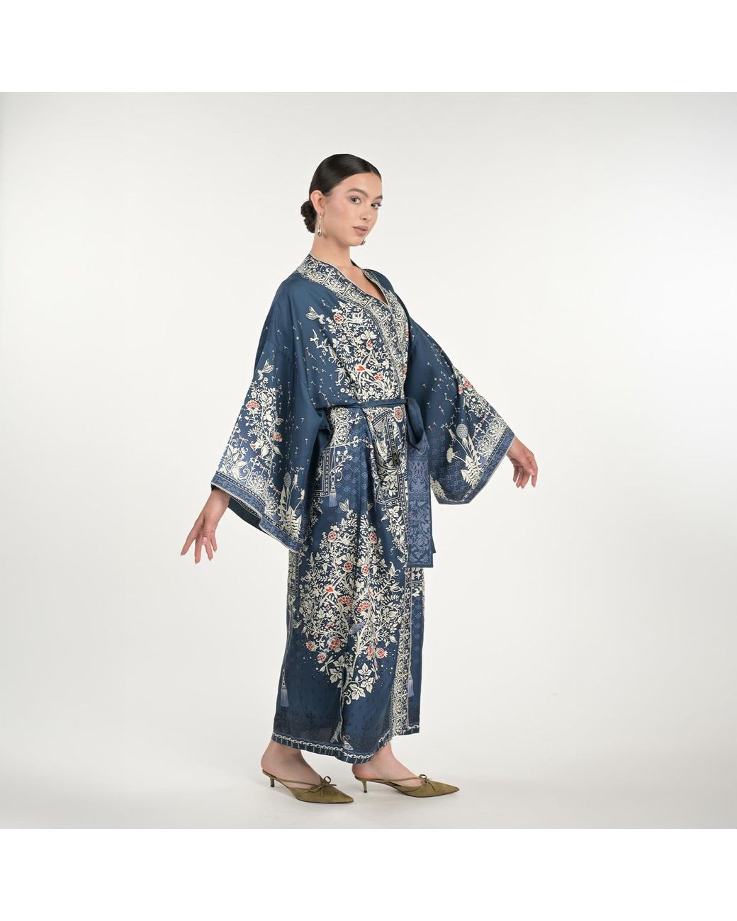 Silk&Soul Blue Tree Of Life Silk Robe
