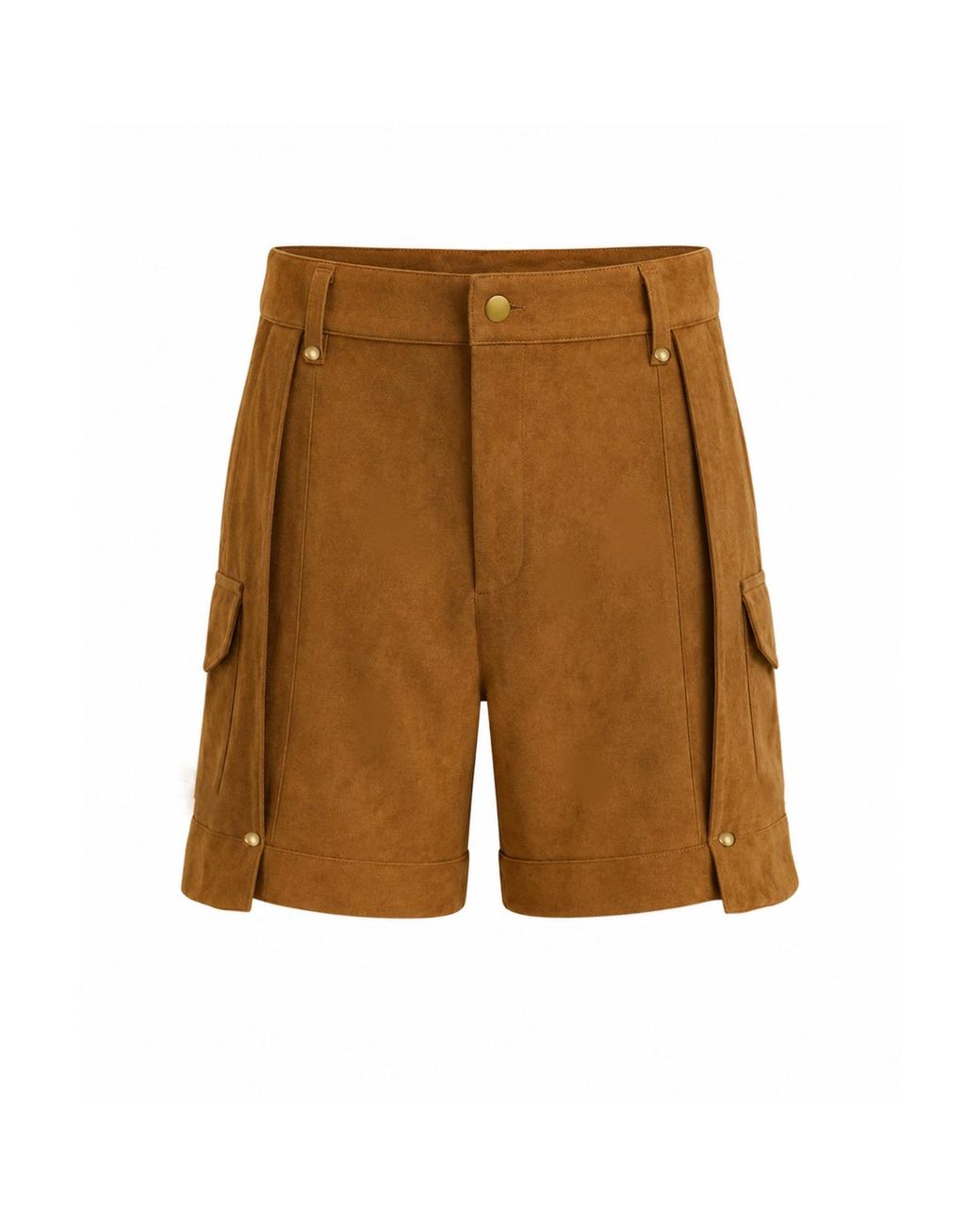 Luroq London Brown Box Pleat Shorts for men
