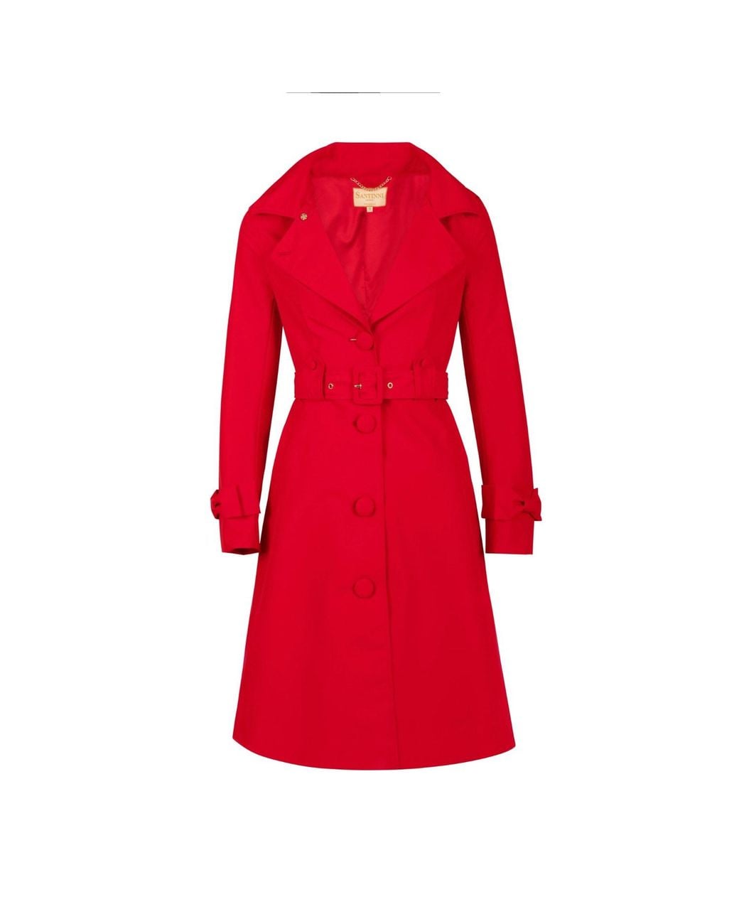 Santinni Red 'Ingrid' Raincoat With Detachable Hood & Bows