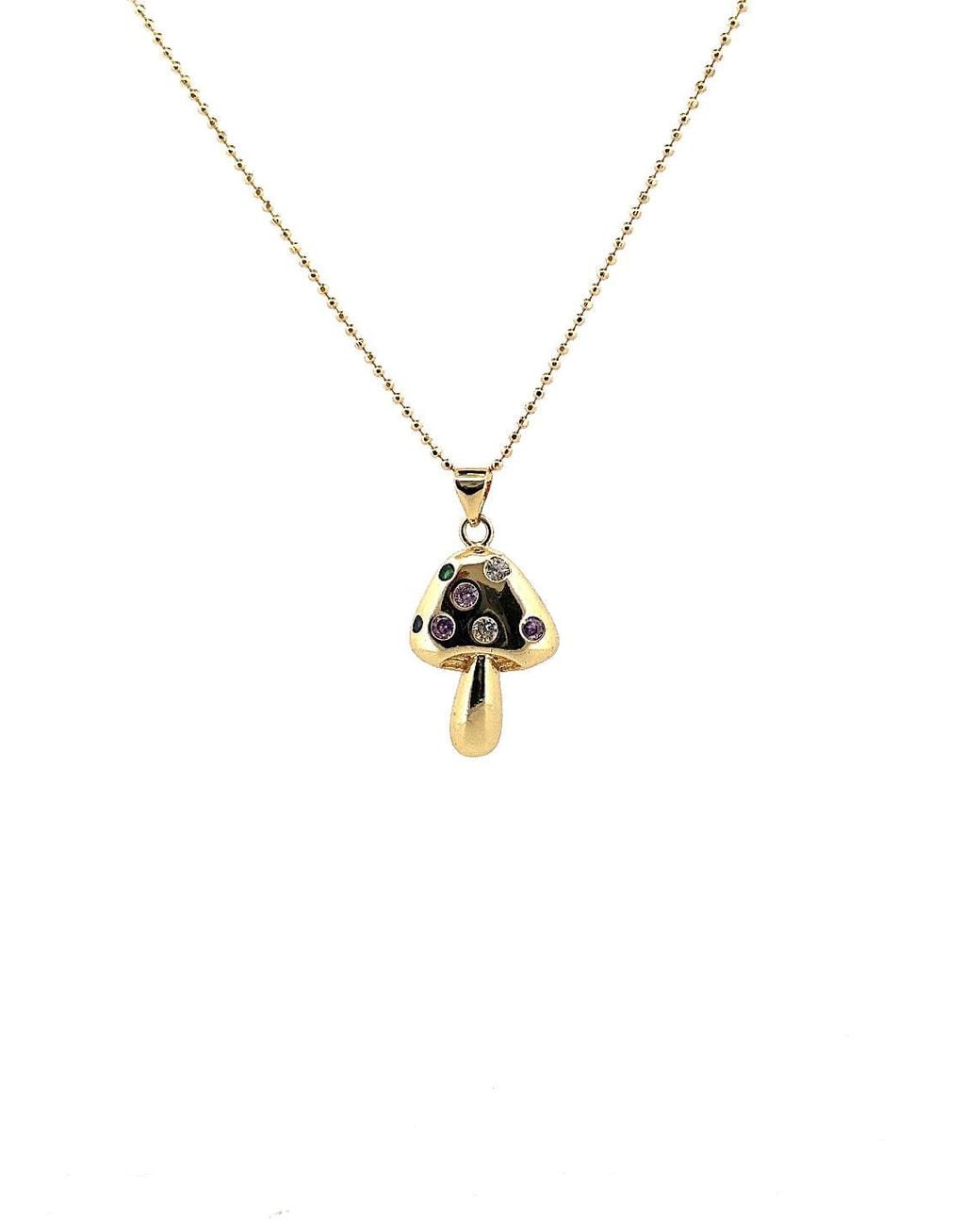 Carolina Benoit Metallic Fantastic Mushrooms Charm Necklace