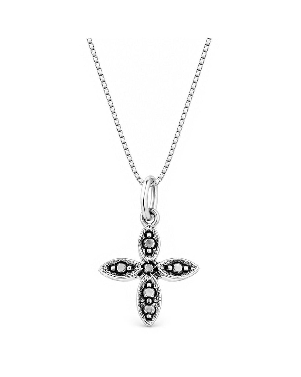 Unaloe Metallic Floral Cross Pendant Necklace – Sterling