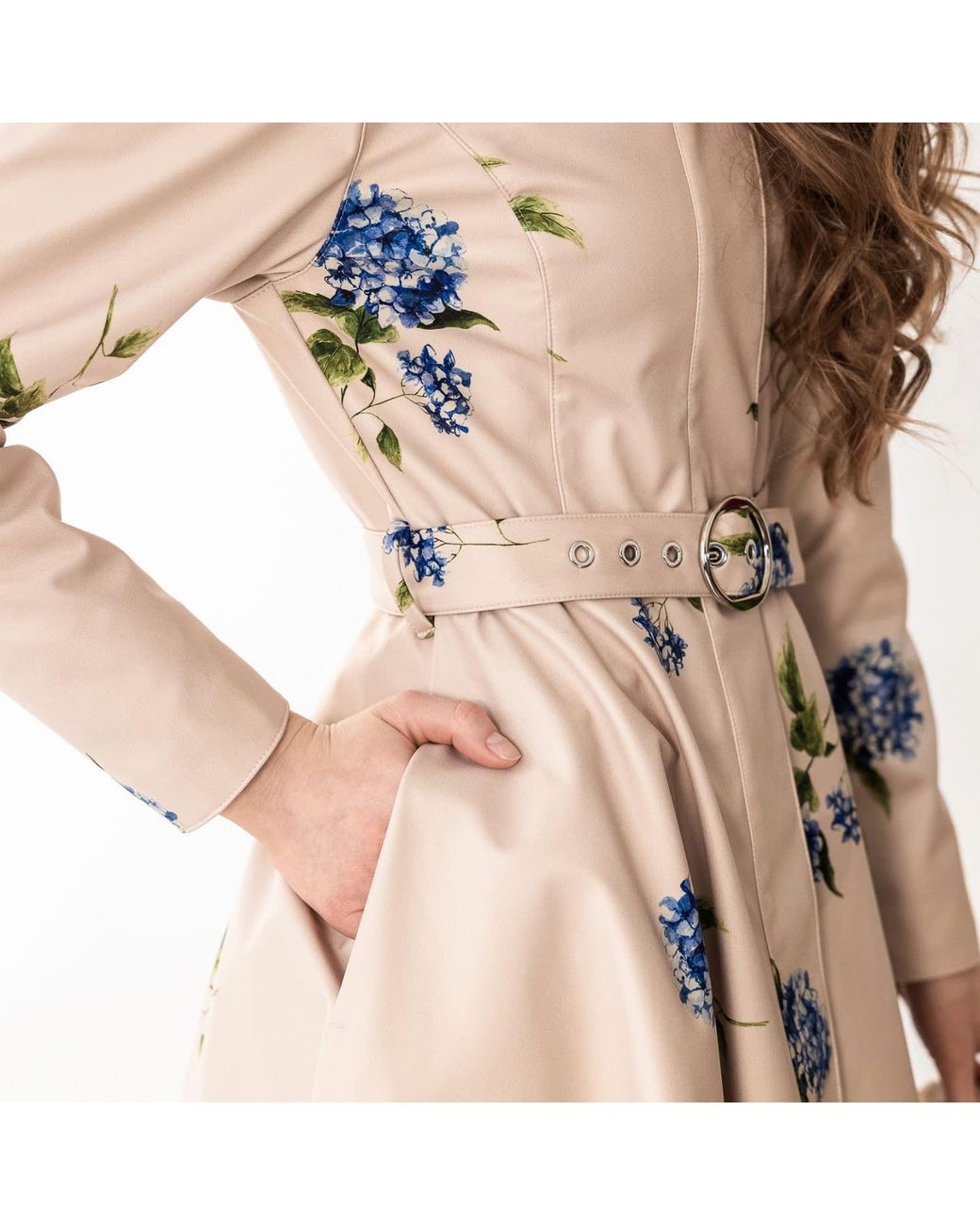 RainSisters Natural Neutrals Fit And Flare Coat: Gentle Bloom