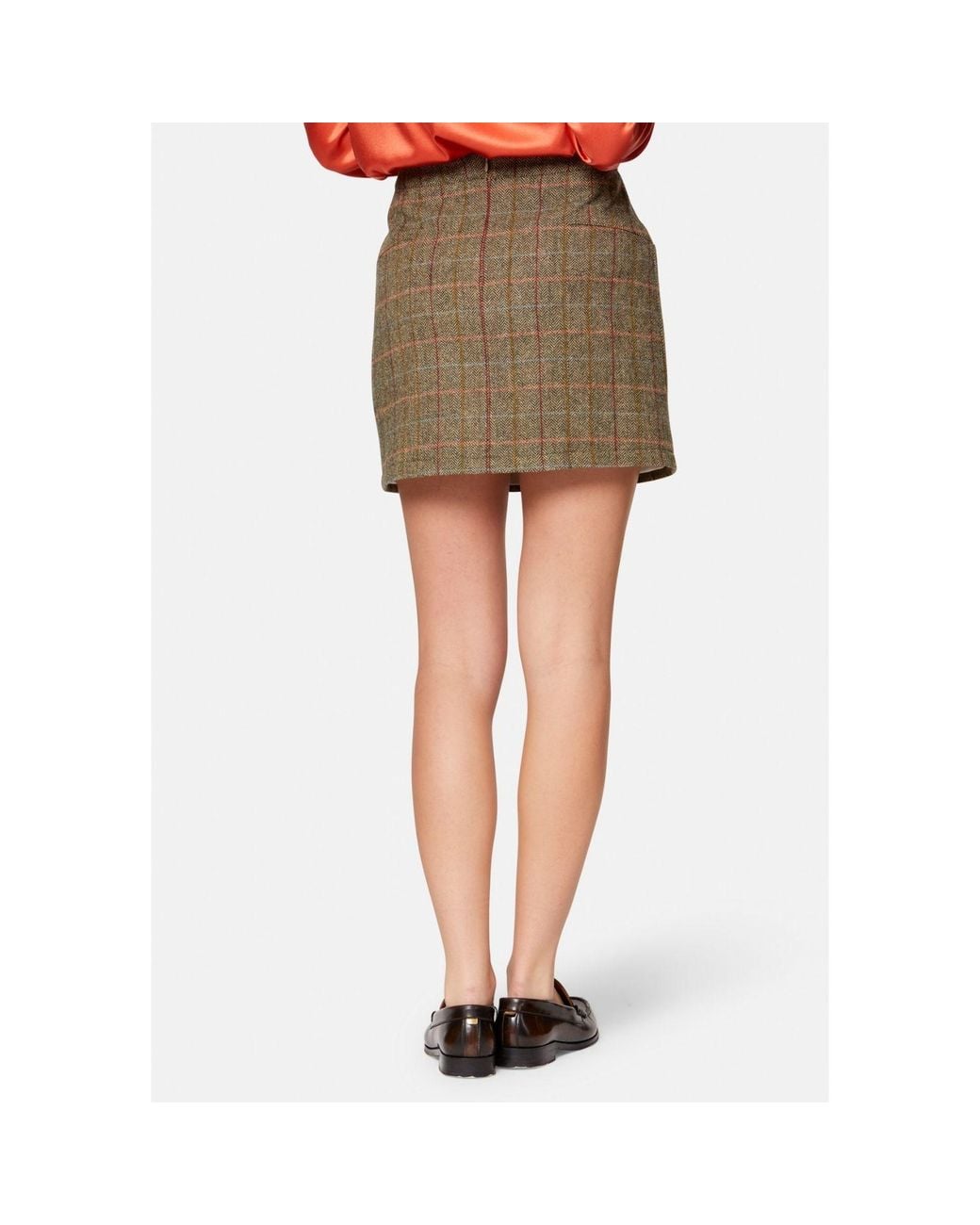 Helen Mcalinden Natural Sienna Herringbone Tweed Skirt