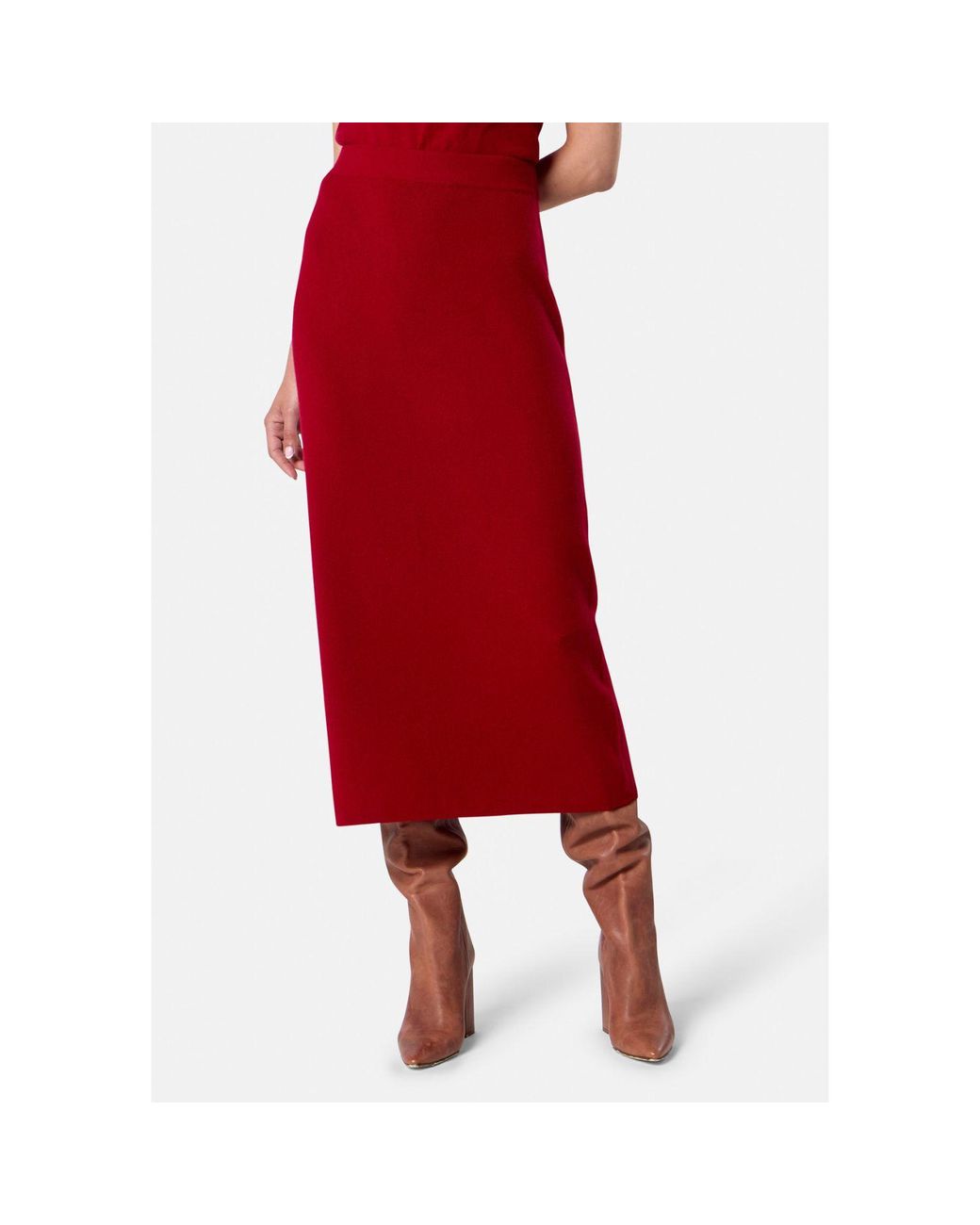 Helen Mcalinden Red Rhea Ribbed Ruby Cashmere Skirt