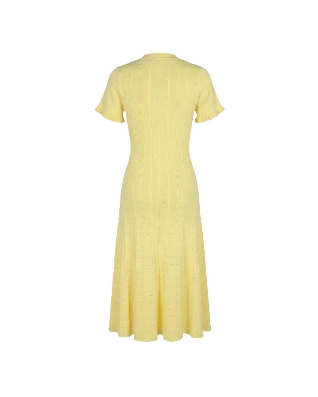 Modenaire Yellow Ribbed Knit Midi Dress