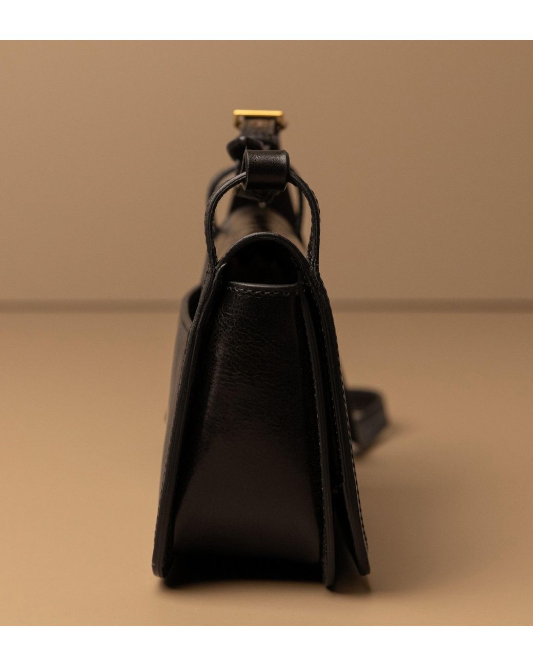 Time Resistance Black Leather Crossbody Bag For