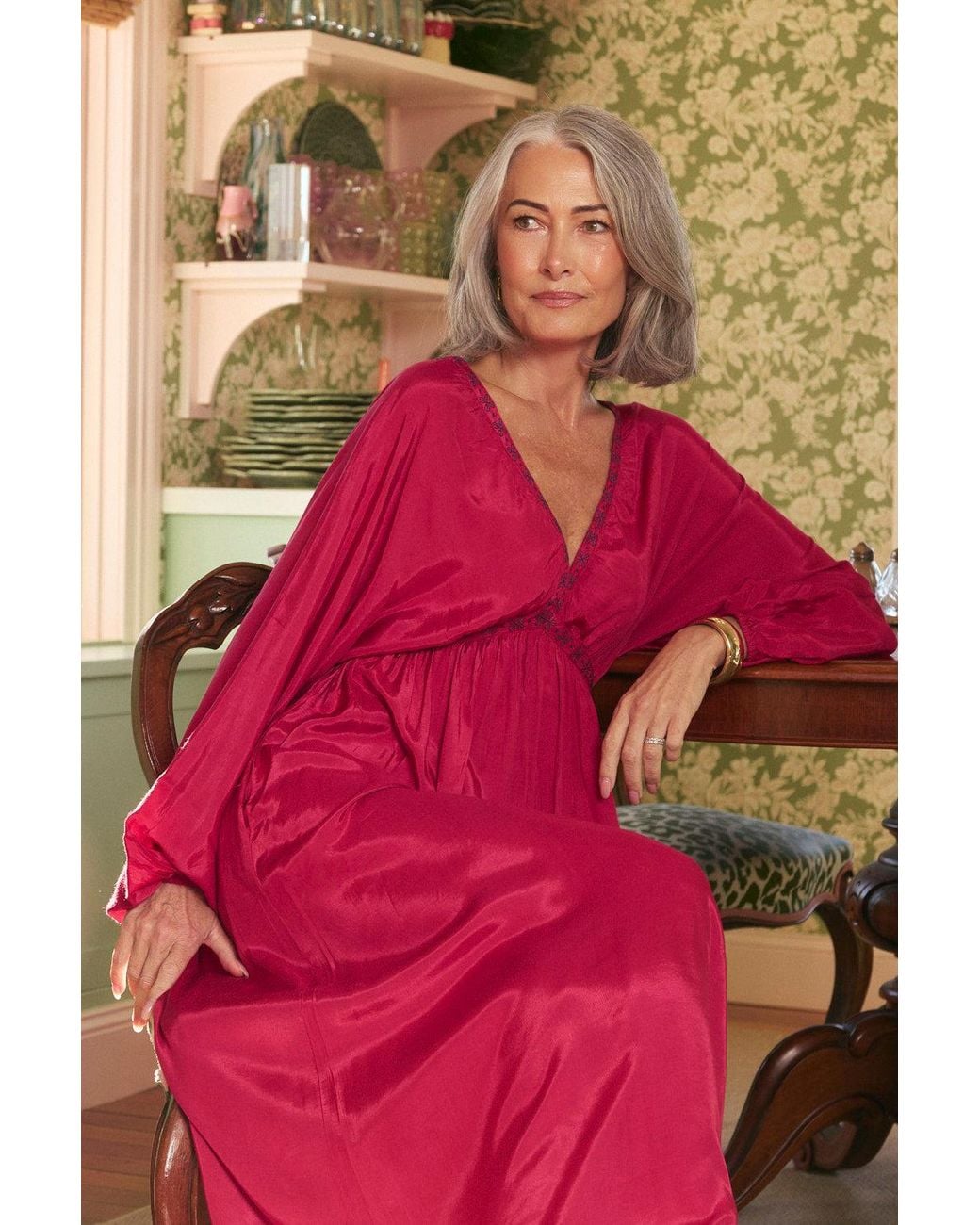 Adrift Clothing Red Margot Billow Dress