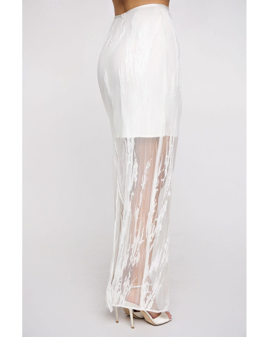 Marieta Yan White Ophélie Sheer Pleated Skirt