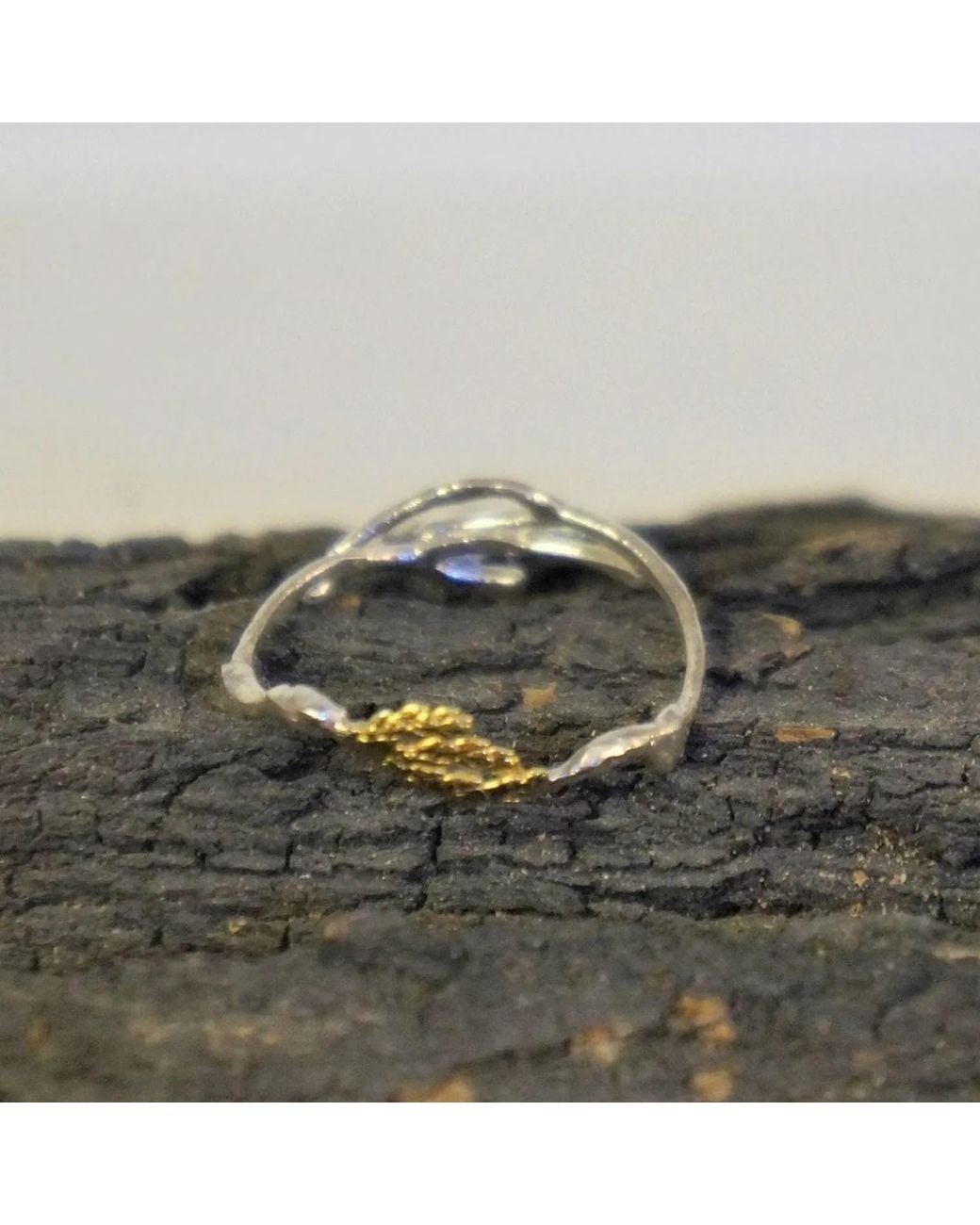 Mother Nature Jewelry Metallic Two-Tone Branch Ring, Handmade Minimalist Ring