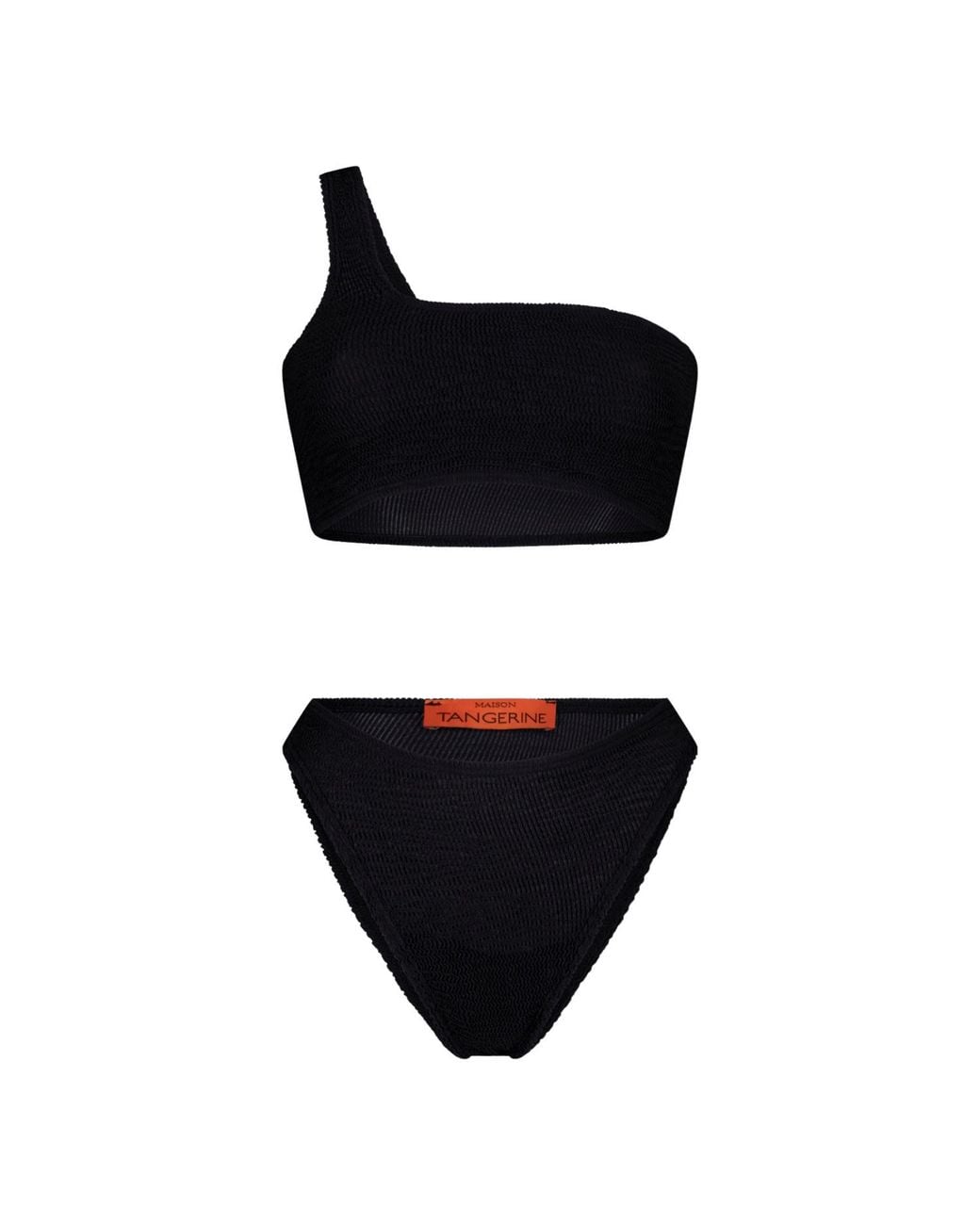 Maison Tangerine Black Mykonos Crinkle Swimsuit