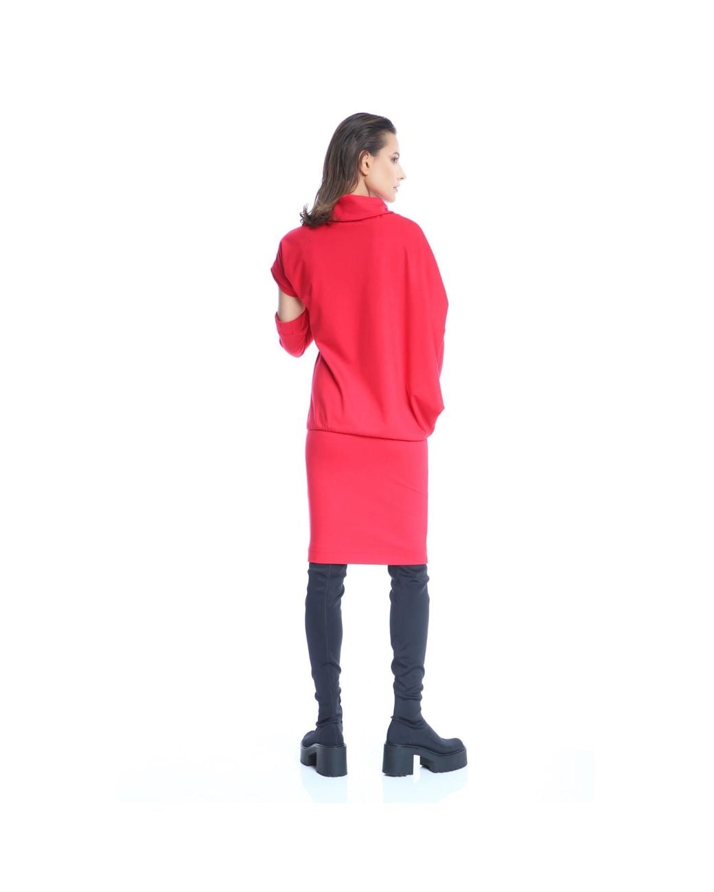 Silvia Serban Red Adjustable Length Dress & Gloves