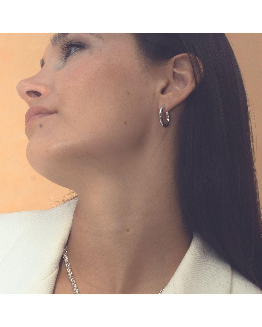Auree Jewellery White Fernshaw Large Huggie Hoop Earrings