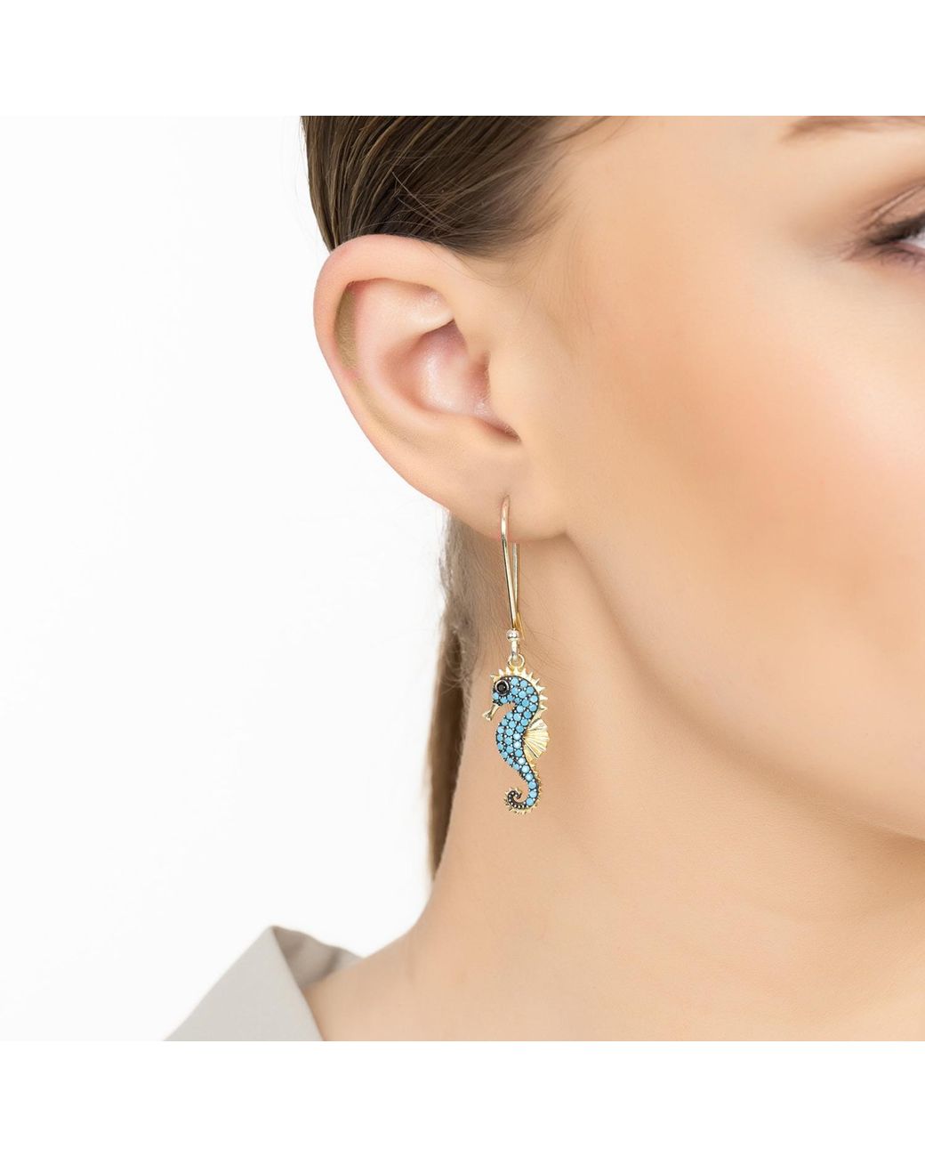 Latelita London Blue Seahorse Drop Earrings