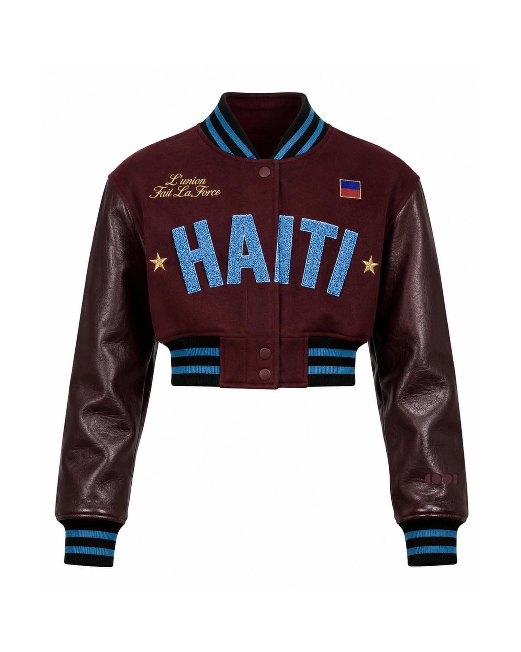 COOL Creative Blue Haiti Cropped Varsity Jacket