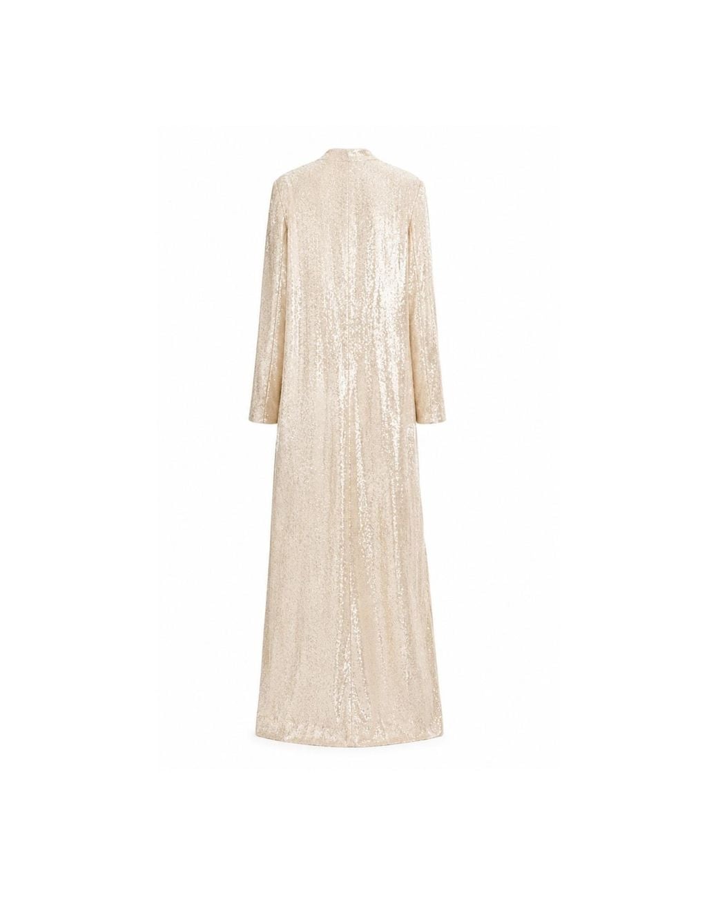 Roqaia Fashion House Natural Neutrals Moon Jacket — Off Long Glitter