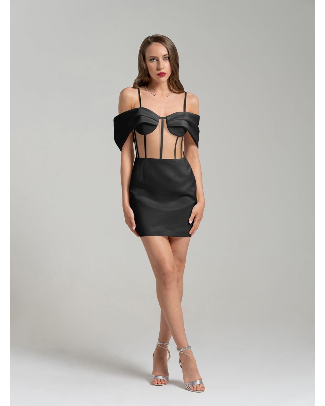 Tia Dorraine Black Belle Of The Ball Satin Mini Dress