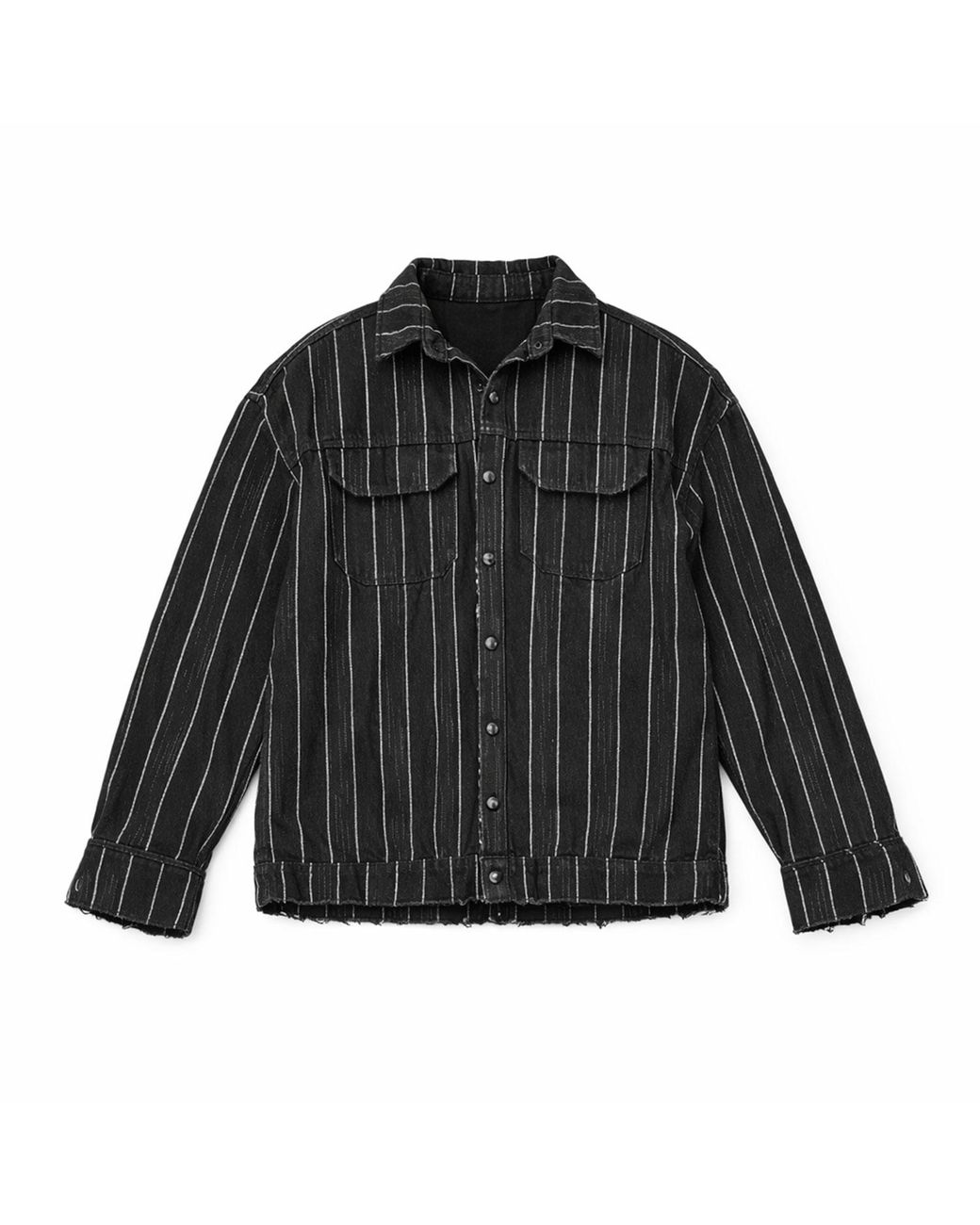 mysimplicated Black Broken Stripes Denim Jacket