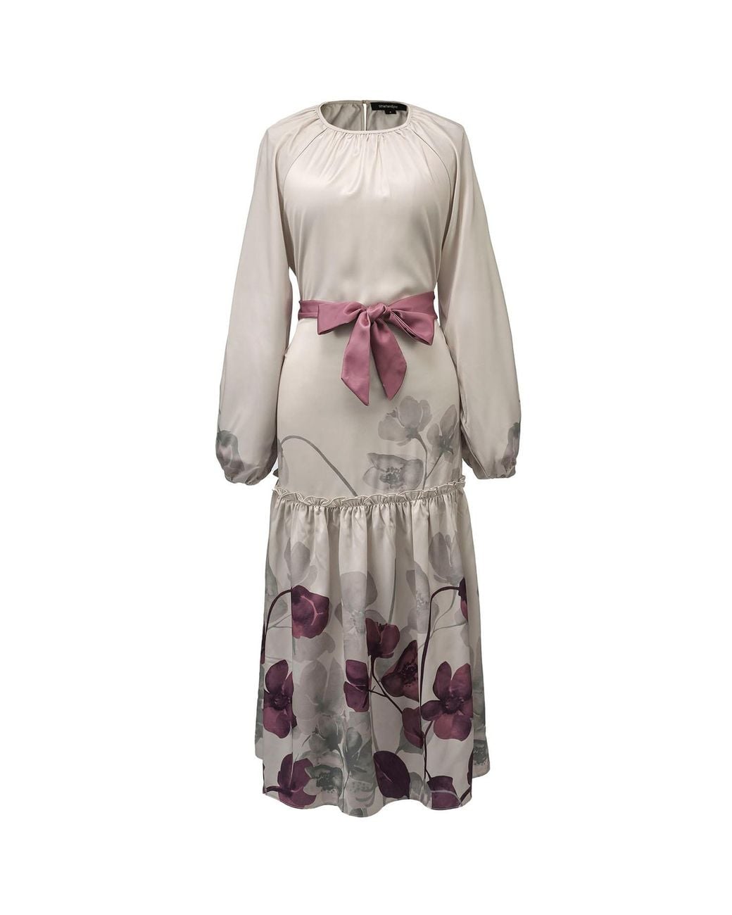 Smart and Joy White Placement Floral Print Blouse-Dress