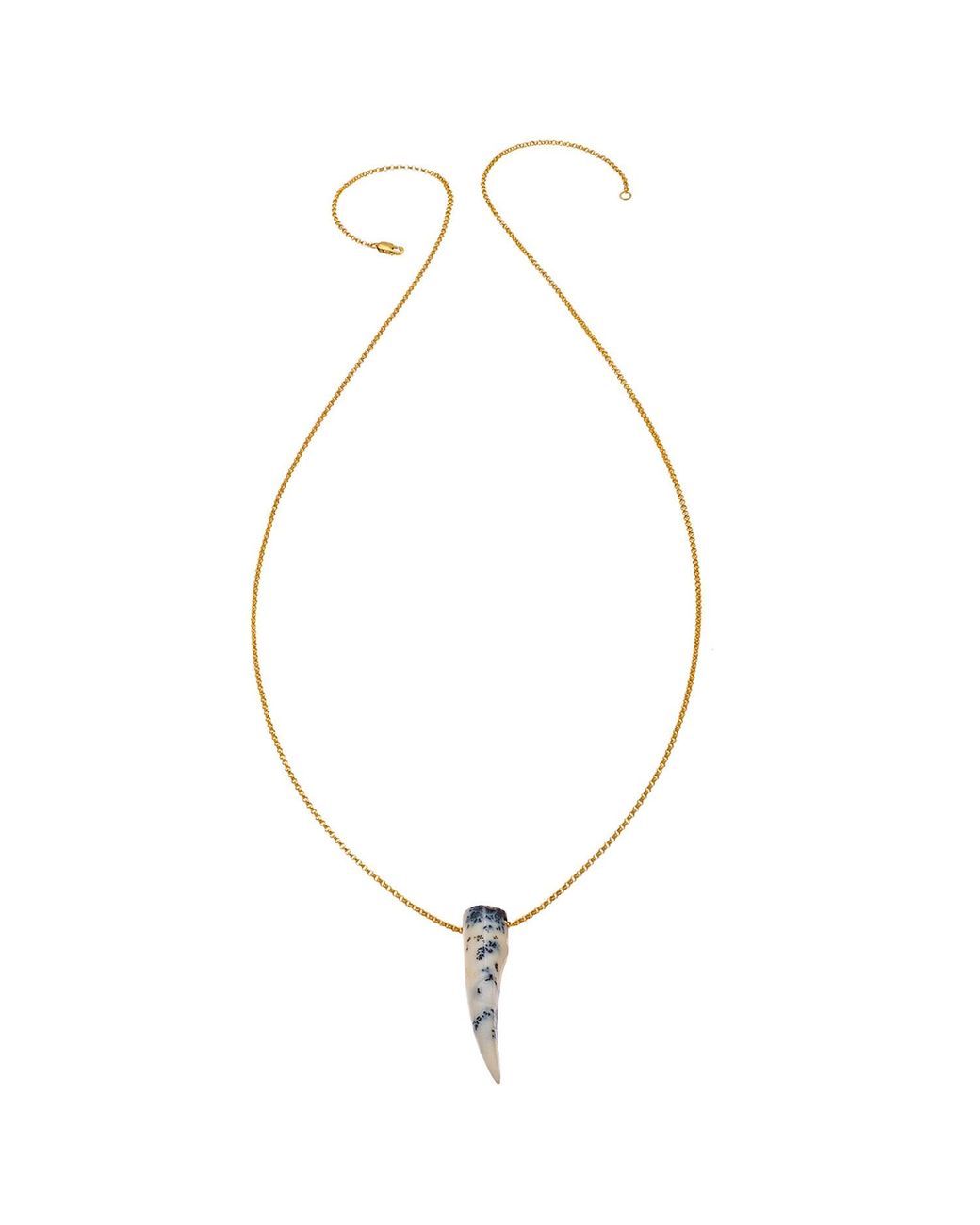 Heather Hawkins Jewelry Metallic Neutrals Gemstone Horn Rolo Chain Necklace