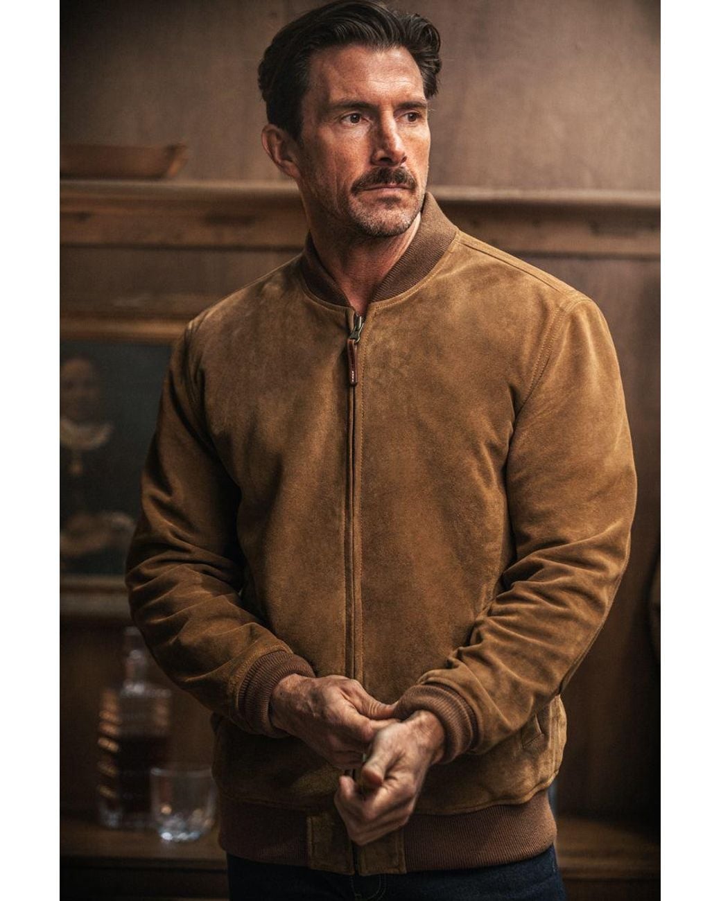 &SONS Trading Co Brown Buck Ridge Suede Bomber Tan for men