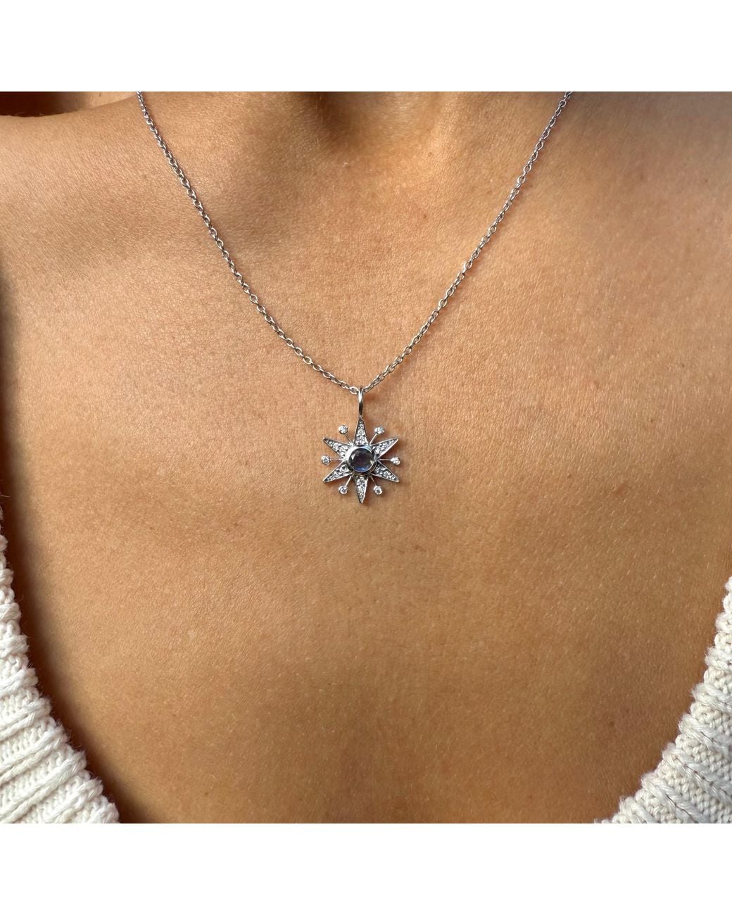 Zohreh White Limited Edition Diamond & Labradorite Star Pendant 9K