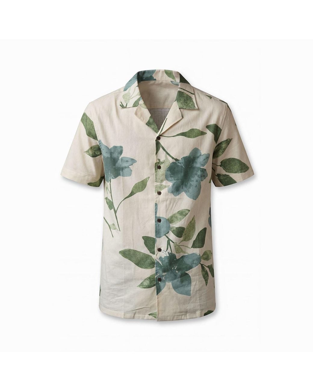 Stovaria Green Camp Collar Half Sleeve Pure Cotton Shirt With Abstract Print for men