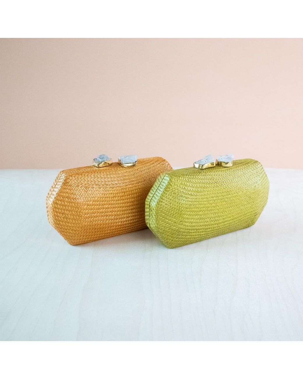 LIKHÂ Yellow Sarsuela Handwoven Clutch Camel