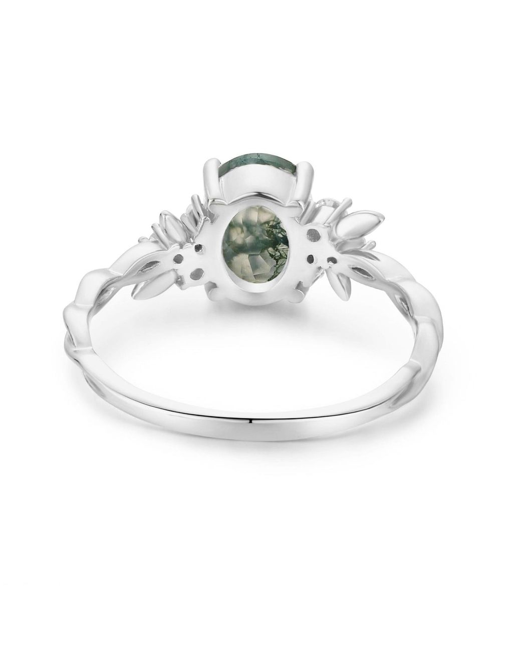 Azura Jewelry New York Green Enchanted Garden Moss Agate Ring Solid