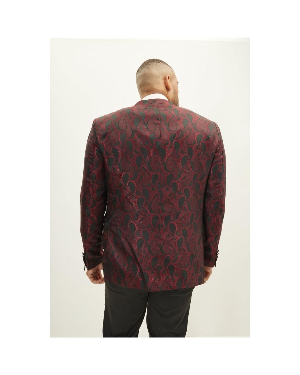 Ron Tomson Brown Peak Lapel Paisley Jacquard Tuxedo Jacket for men