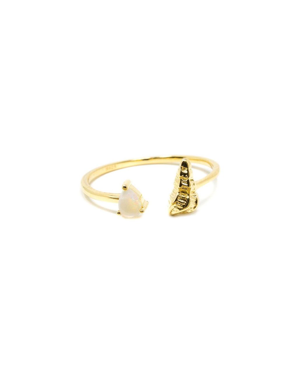 NASI SILVER Metallic Shell Sedef Ring- Opal