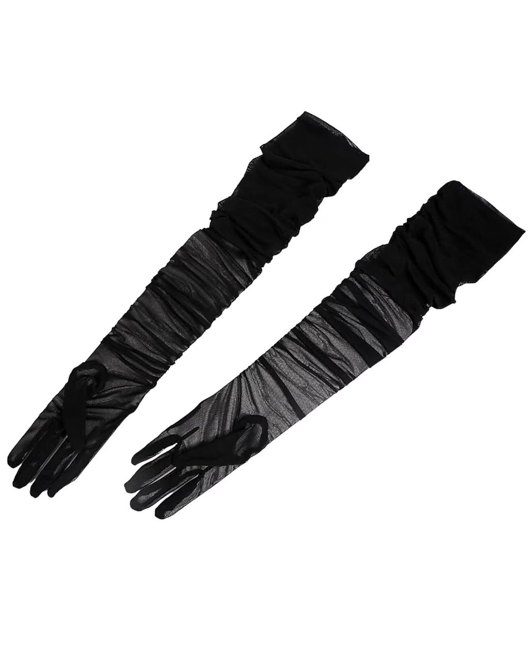 HIGH HEEL JUNGLE by KATHRYN EISMAN Black Ariana Ruched Mesh Opera Glove