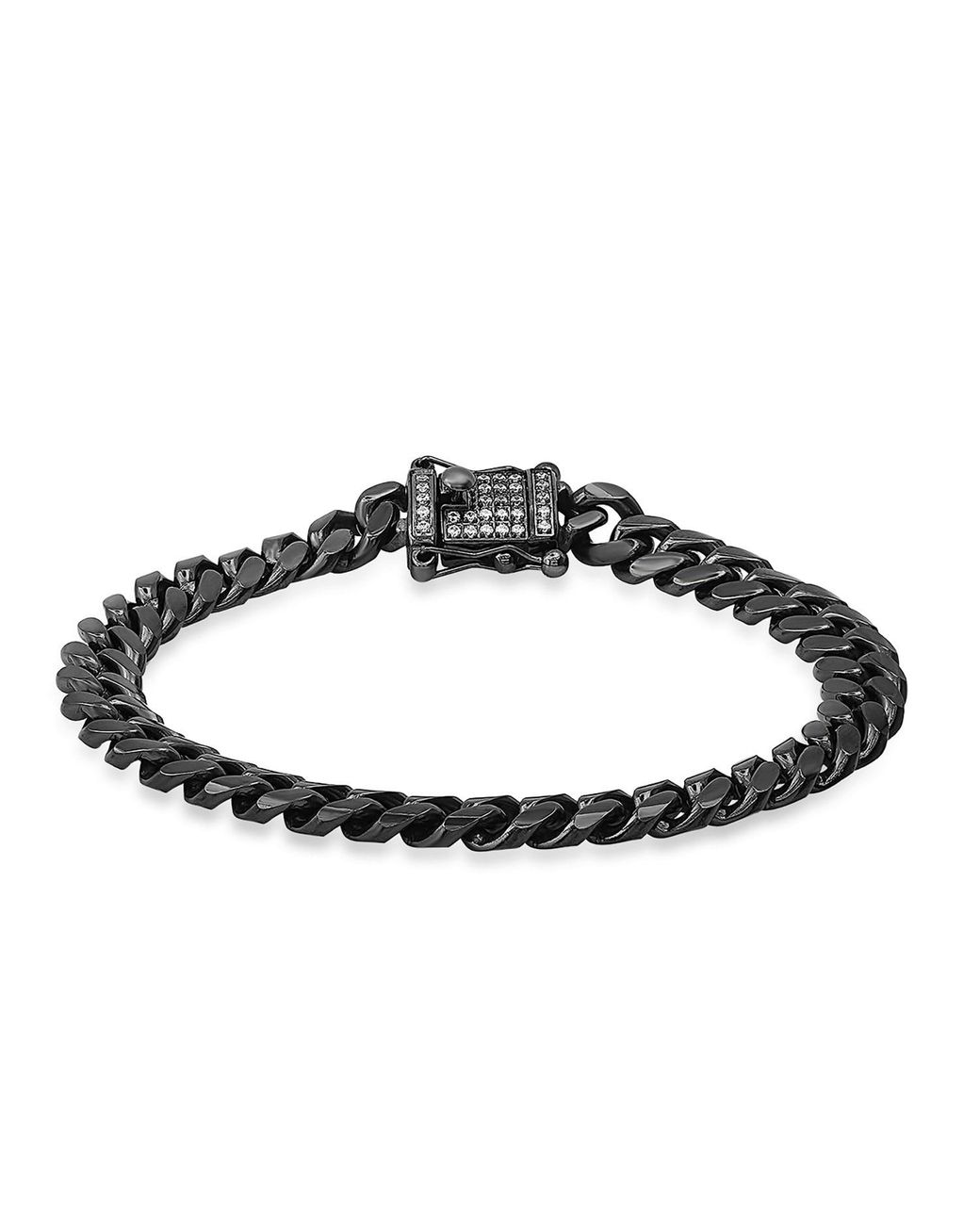 Steeltime Metallic Stainless Steel Ip Plated 8Mm Miami Cuban Bracelet With Cz Box Clasp 8 Inch for men