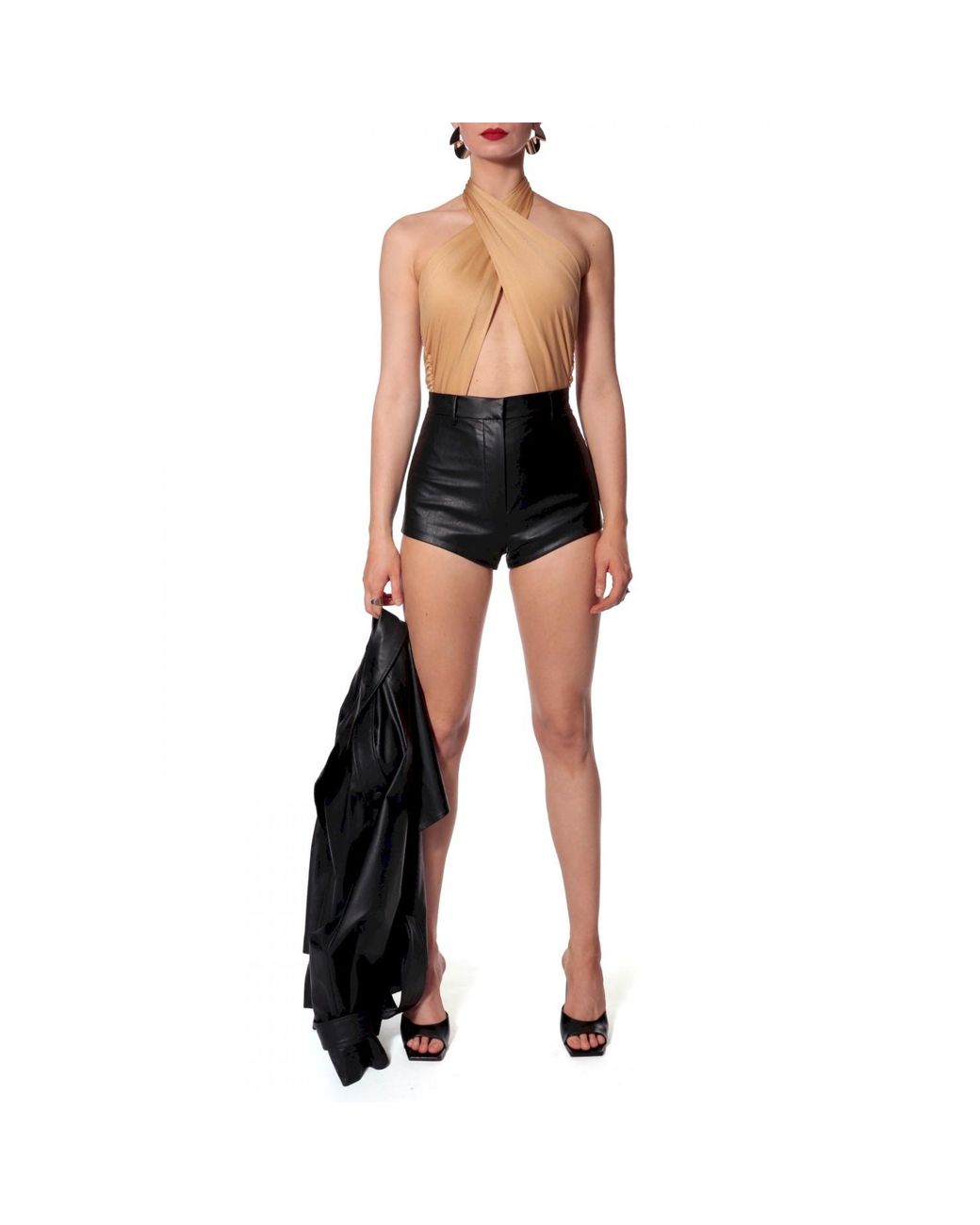 AGGI by HALEWSKI Black Cori Vegan Leather Shorts