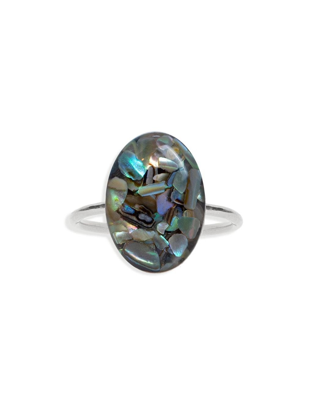 Kate Koel Yellow Statement Cocktail Abalone Shell Oval Ring