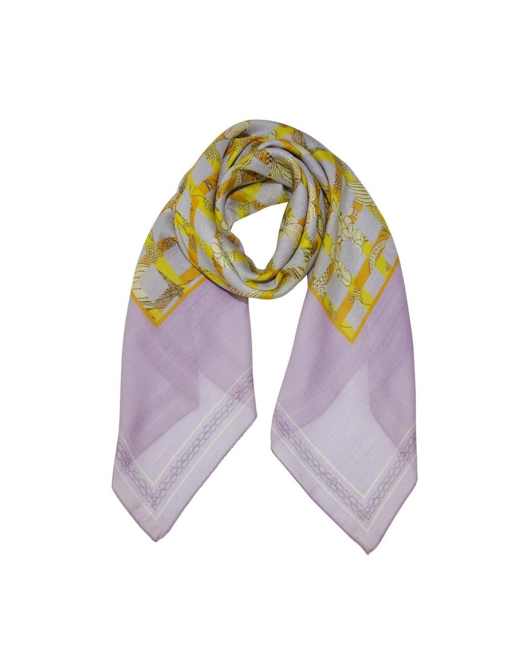 Ana Maison Purple Floral Weave Silk Wool Scarf