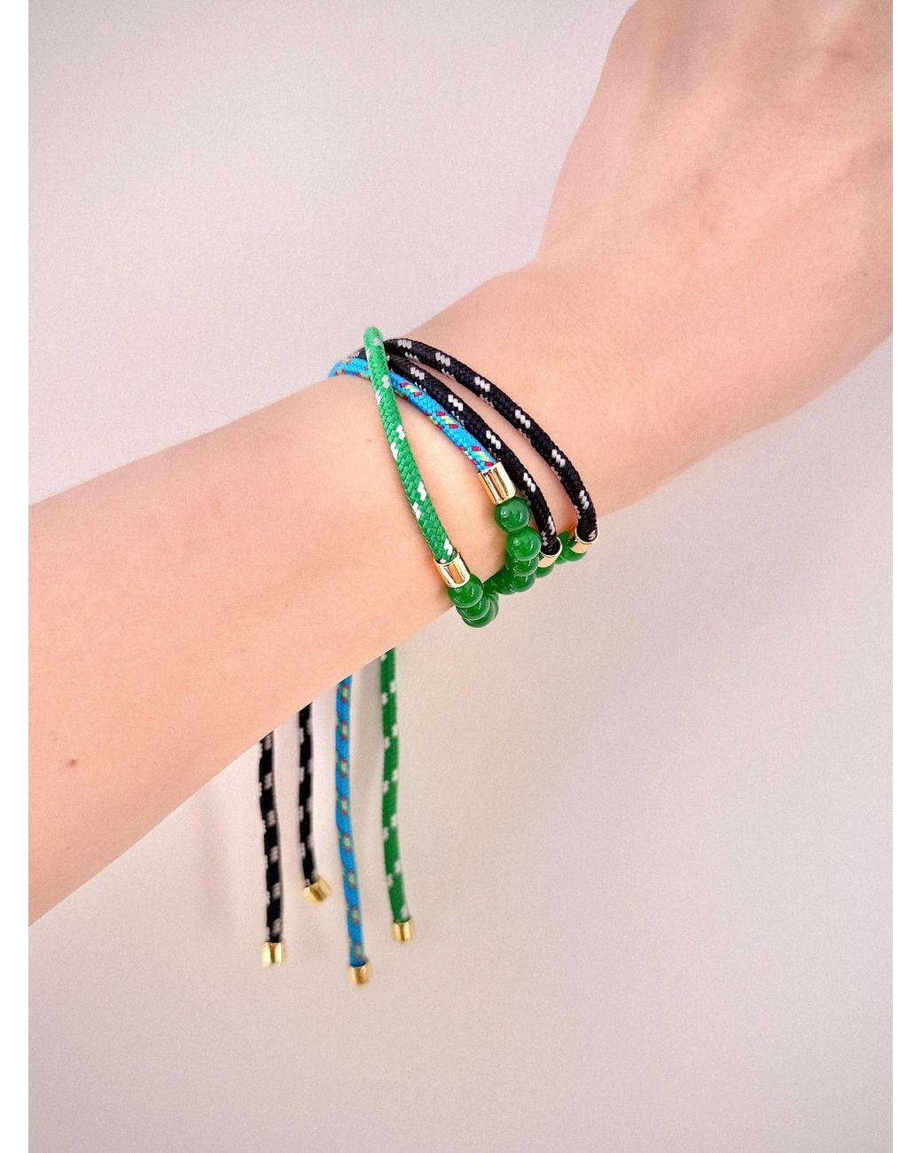 seree Green Paracord Jade Slider Bracelet