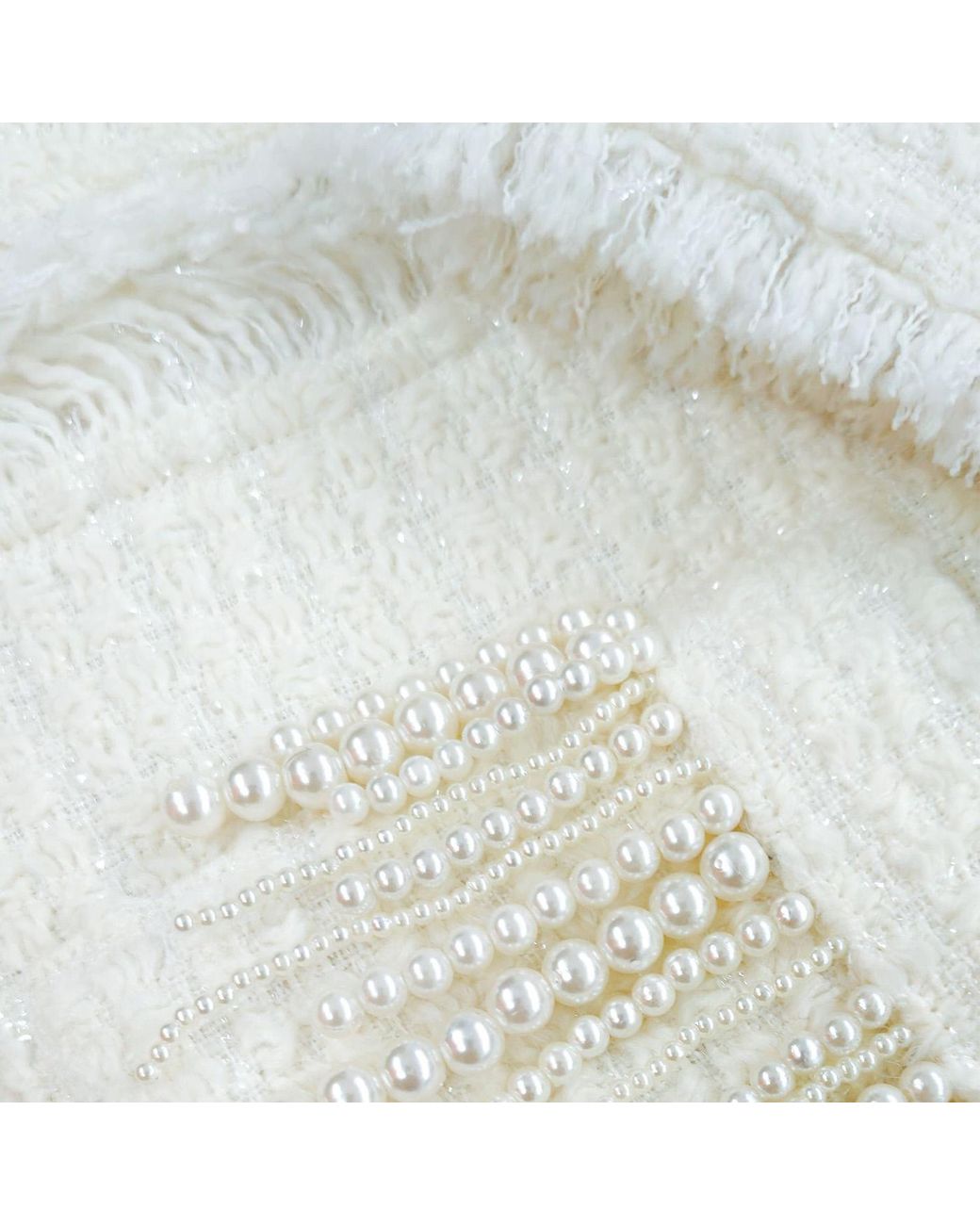 Solgo Atelier White Tia Shimmering Tweed Bouclé Crop Jacket