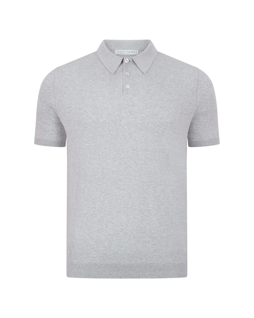Paul James Knitwear Gray Neutrals Ultra Fine Cotton Earl Short Sleeve Polo Shirt for men