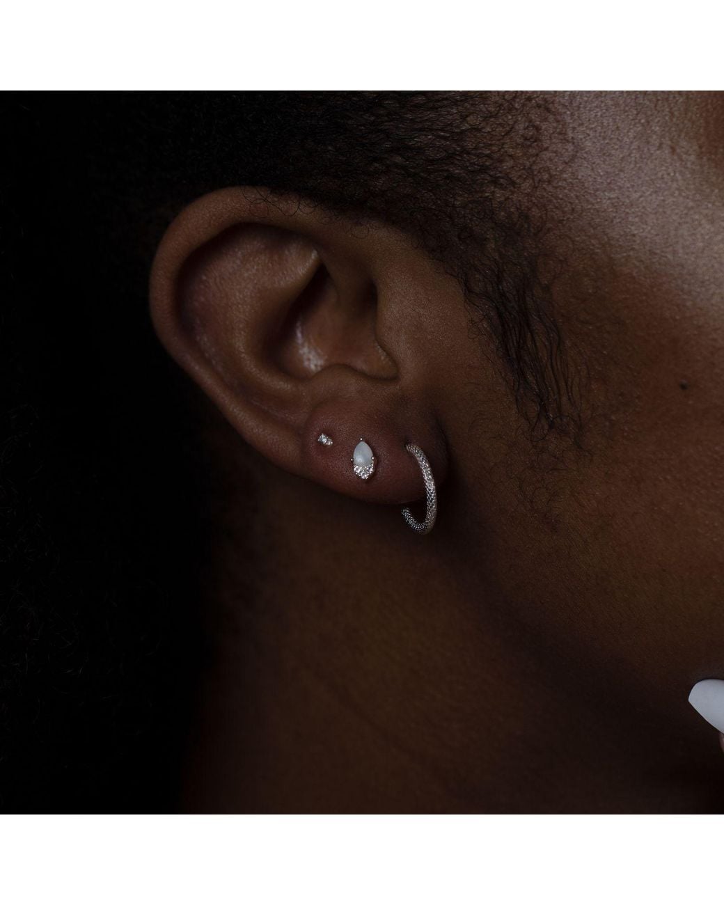 NASI SILVER Metallic Pear Atarah Studs- Opal & Topaz
