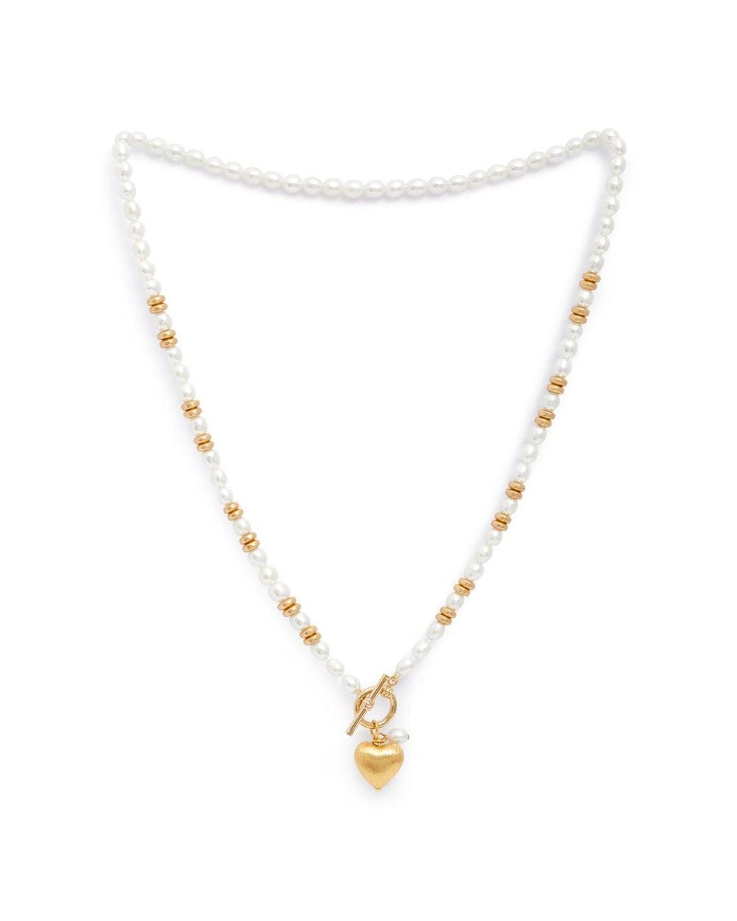 Pearls of the Orient Online Metallic Amare Cultured Freshwater Pearl Necklace With Vermeil Heart & Hematite Beads