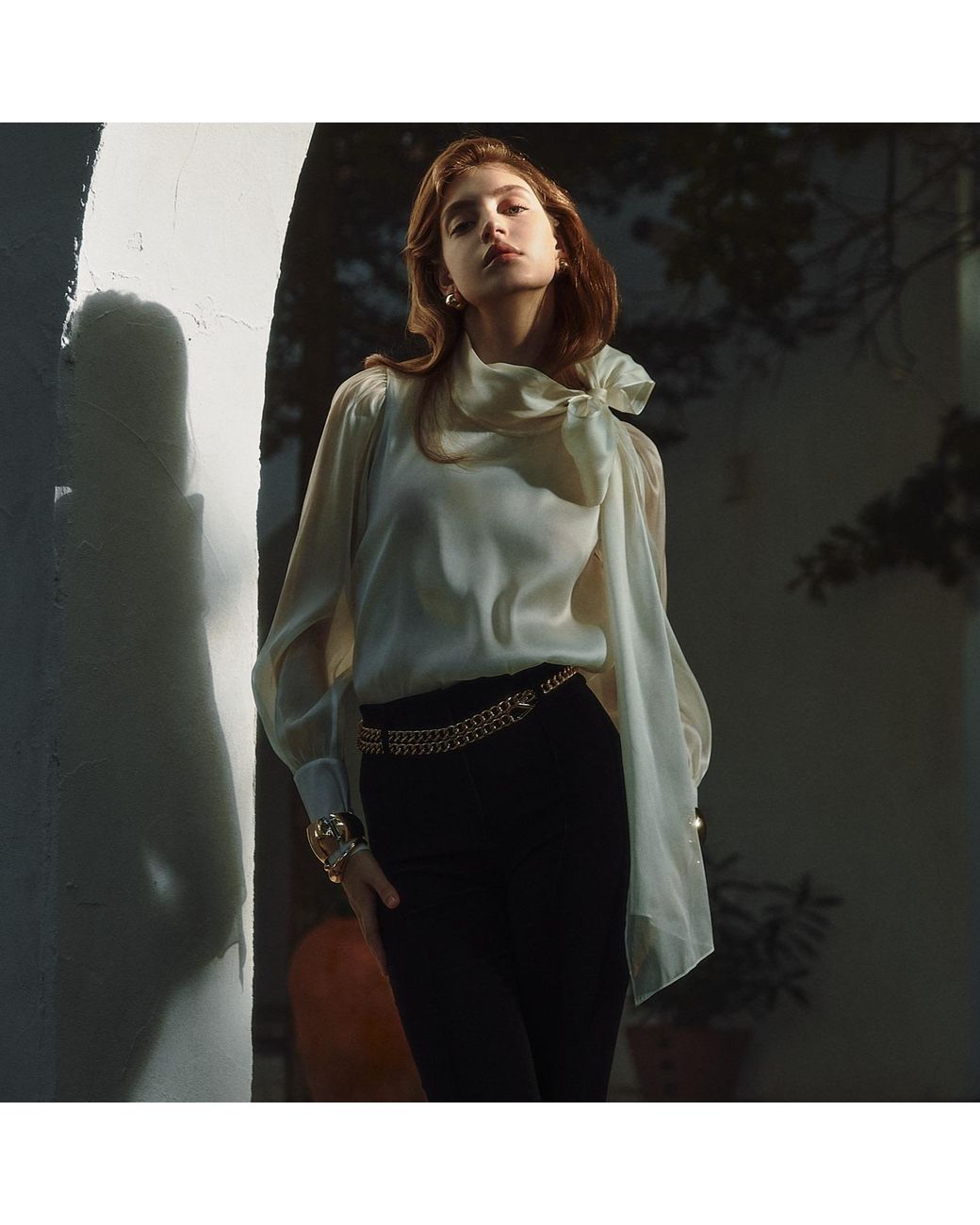 Lita Couture White Flawless Bow Blouse