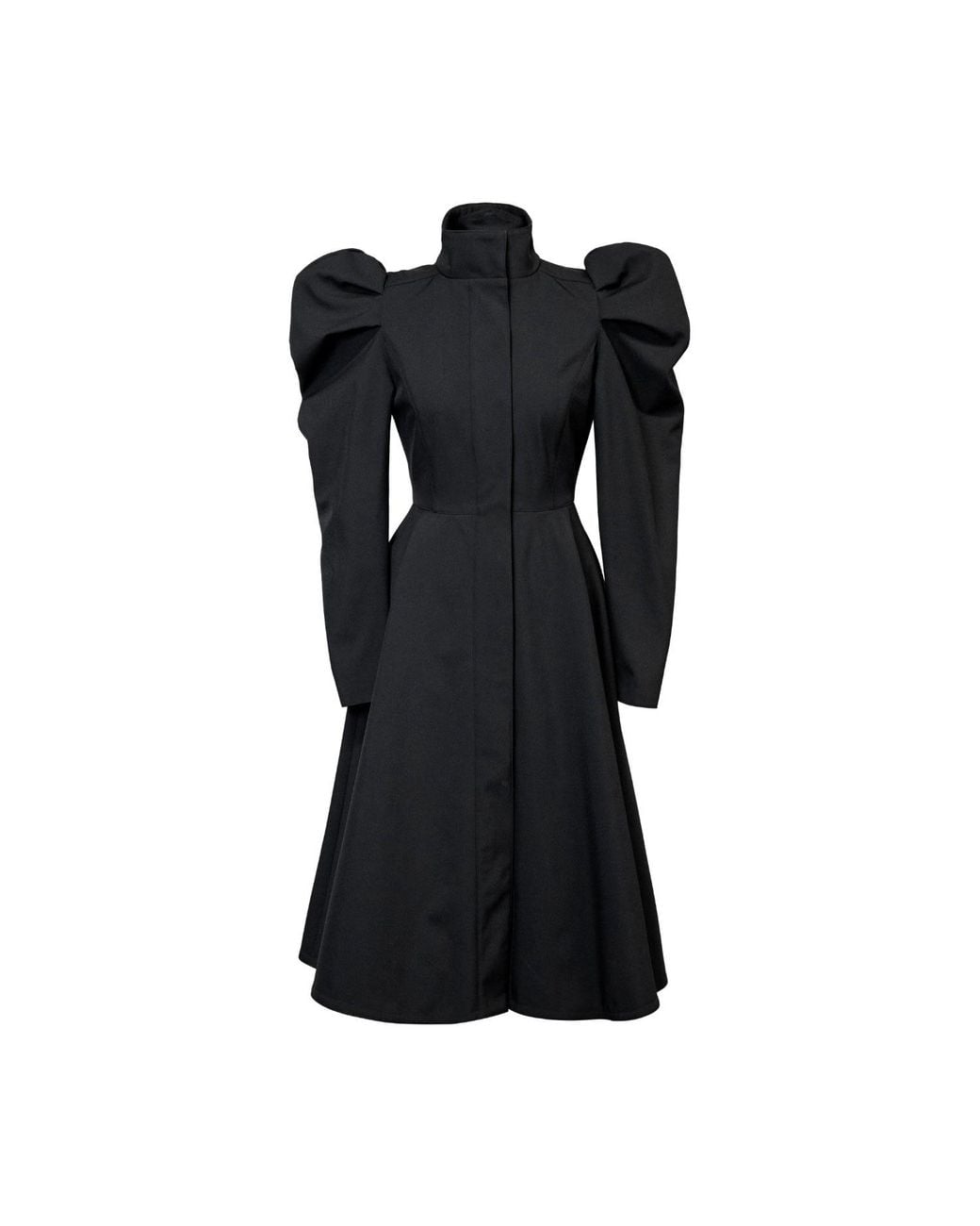 RainSisters Black Coat With Balloon-Styled Sleeves: Majestic Night