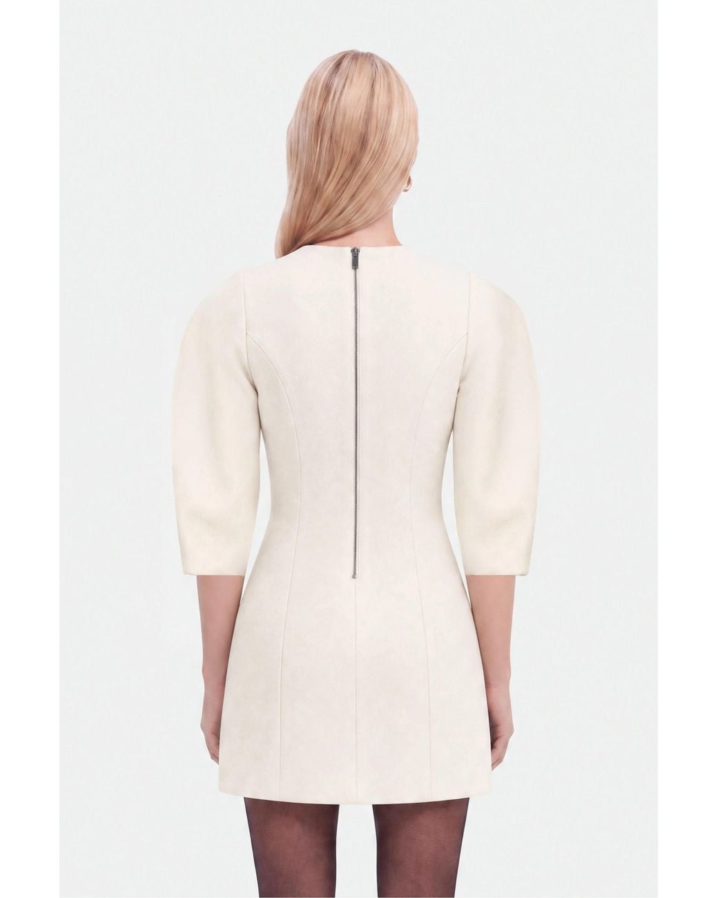 Nocturne Natural Neutrals Balloon Sleeve Seam Detail Mini Dress