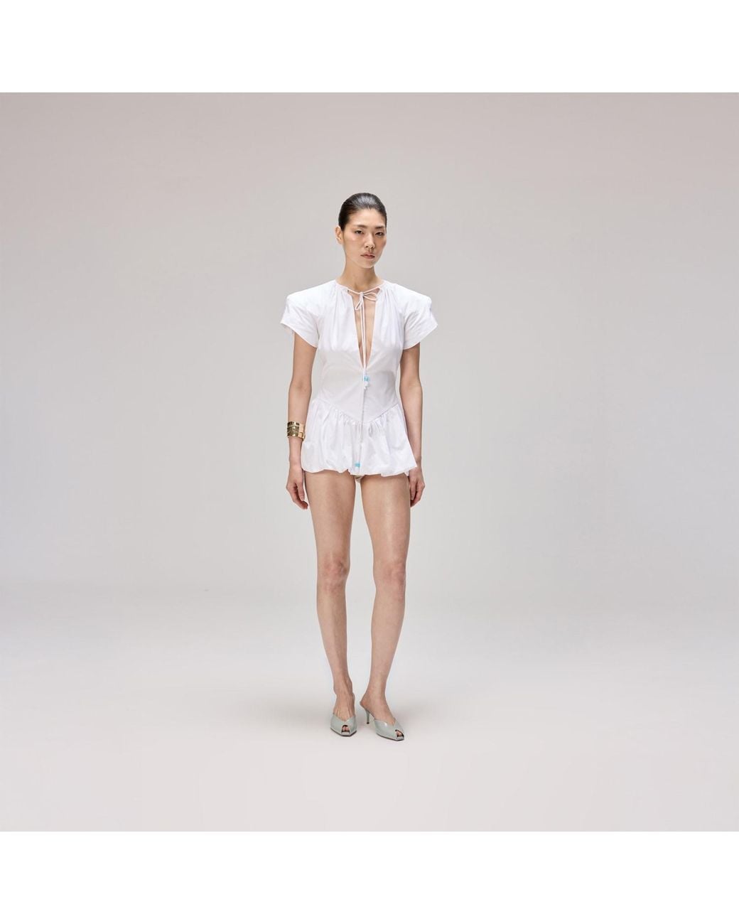Herfetch White Mini Pearl Dress